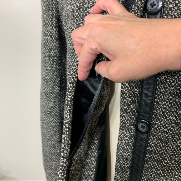 Jones New York Contemporary Black & White Lambs Wool Blend Pea Coat Jacket Sz 4 - Picture 5 of 15